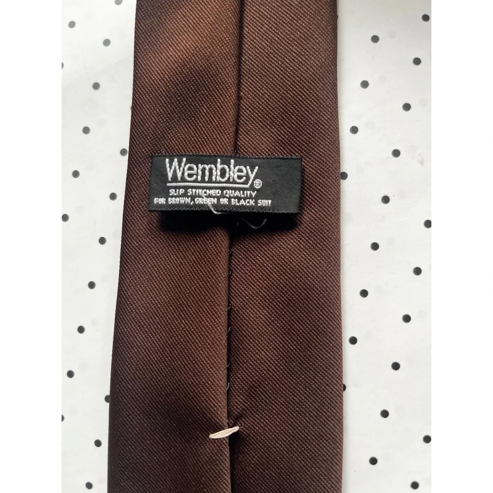 Wembley Mens Brown Twill Necktie Solid Polyester Slip Stitched Quality Tie
